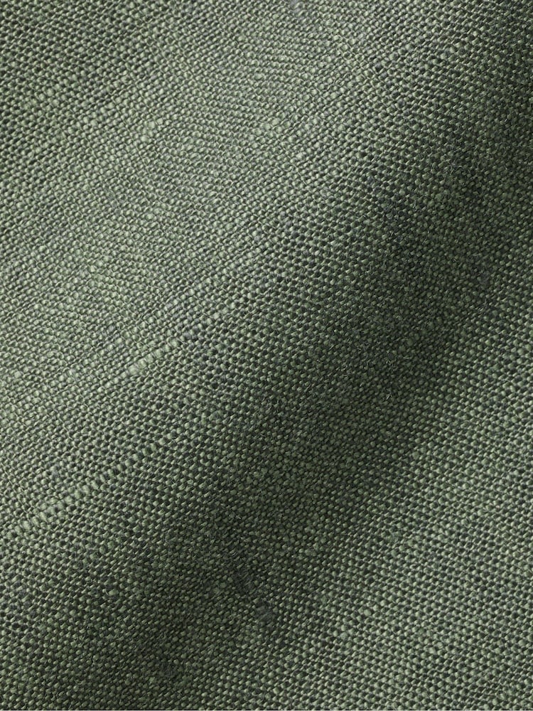 Charles Tyrwhitt Green Classic Fit Plain Short Sleeve Pure 100% Linen Shirt - Image 5 of 5