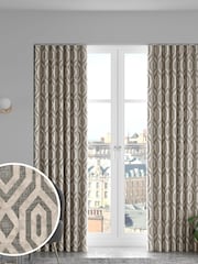 Natural/Champagne Collection Luxe Heavyweight Geometric Cut Velvet Made to Measure Curtains - Image 1 of 9