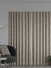 Natural/Champagne Collection Luxe Heavyweight Geometric Cut Velvet Made to Measure Curtains - Image 2 of 9