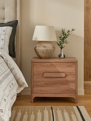 Mid Natural Nolan Oak Effect 2 Drawer Bedside Table - Image 1 of 8