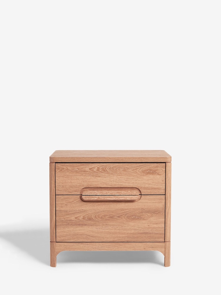 Mid Natural Nolan Oak Effect 2 Drawer Bedside Table - Image 8 of 8