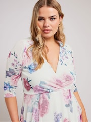Yours Curve White Cowl Neck Mesh Midi Dress - Image 5 of 5