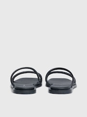 Calvin Klein Black Flat Leather Slides - Image 3 of 5