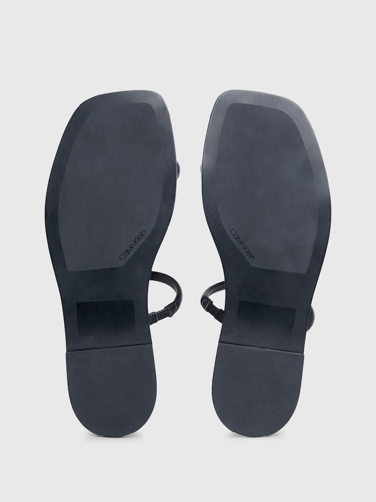Calvin Klein Black Flat Leather Slides - Image 5 of 5