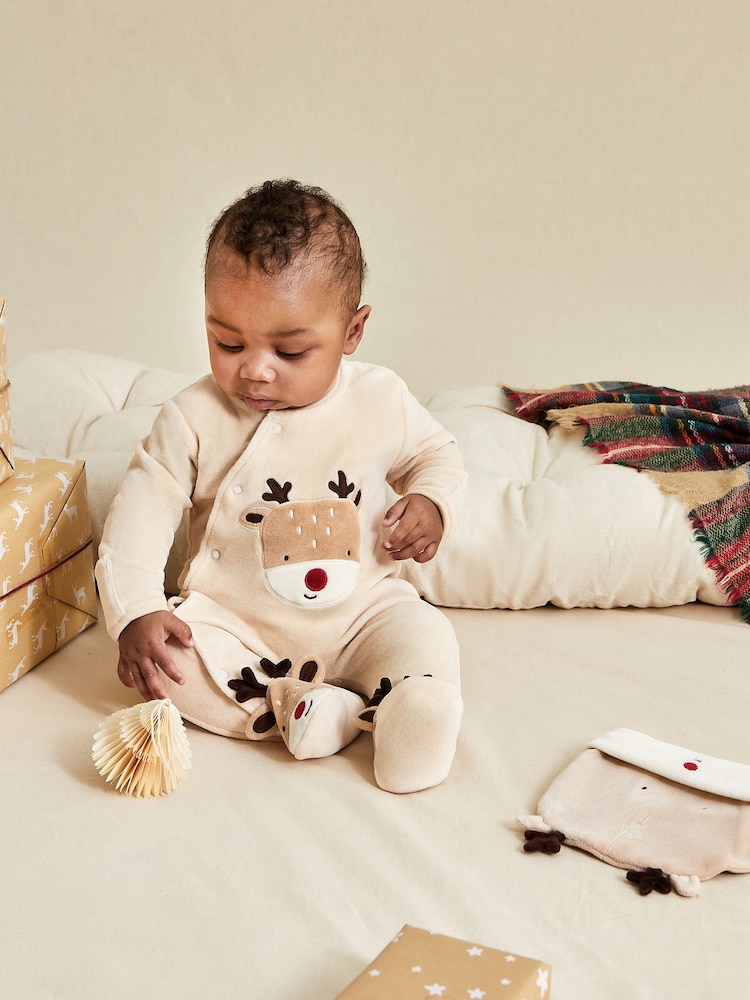 JoJo Maman Bébé Brown Baby Reindeer Novelty Hat - Image 4 of 8