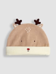 JoJo Maman Bébé Brown Baby Reindeer Novelty Hat - Image 6 of 8