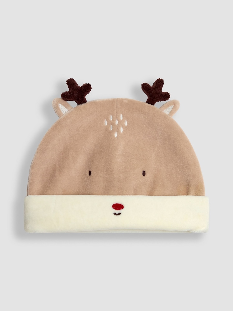 JoJo Maman Bébé Brown Baby Reindeer Novelty Hat - Image 6 of 8