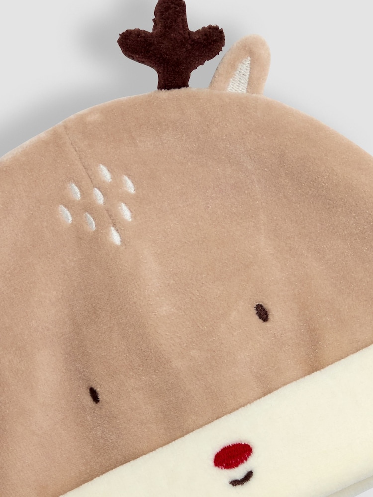 JoJo Maman Bébé Brown Baby Reindeer Novelty Hat - Image 8 of 8