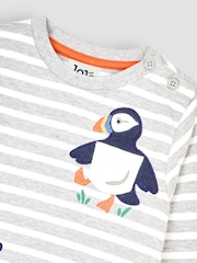 JoJo Maman Bébé Grey Marl Puffin Appliqué Pocket Top - Image 3 of 3