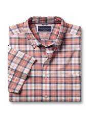 Charles Tyrwhitt Pink Check Short Sleeve Noniron Stretch Poplin Slub 100% Cotton Shirt - Image 3 of 5