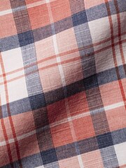 Charles Tyrwhitt Pink Check Short Sleeve Noniron Stretch Poplin Slub 100% Cotton Shirt - Image 5 of 5