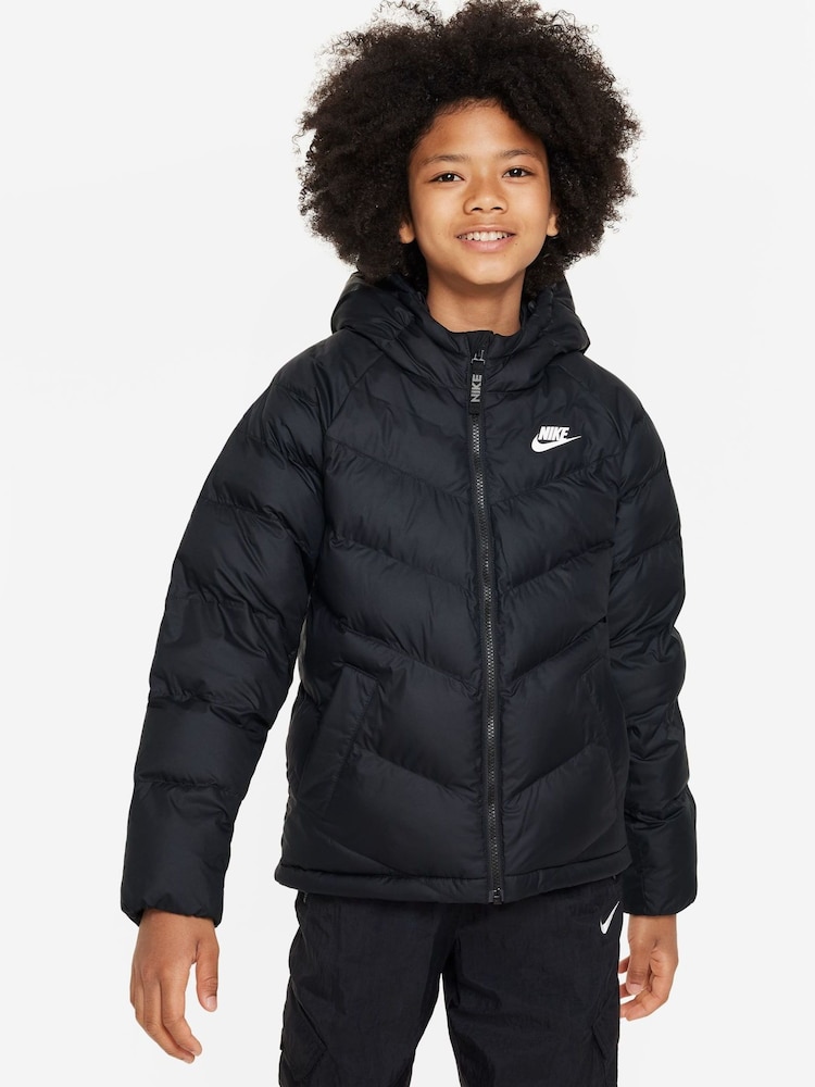 Nike Black Synthetic Fill Hooded Jacket - Image 1 of 6
