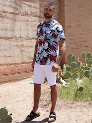 Threadbare White Overdyed Denim Shorts with Stretch - Image 3 of 4