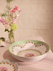 Cath Kidston Green Strawberry Melamine Picnic Salad Bowl and Server Serveware - Image 1 of 2