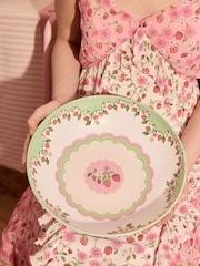 Cath Kidston Green Strawberry Melamine Picnic Salad Bowl and Server Serveware - Image 2 of 2