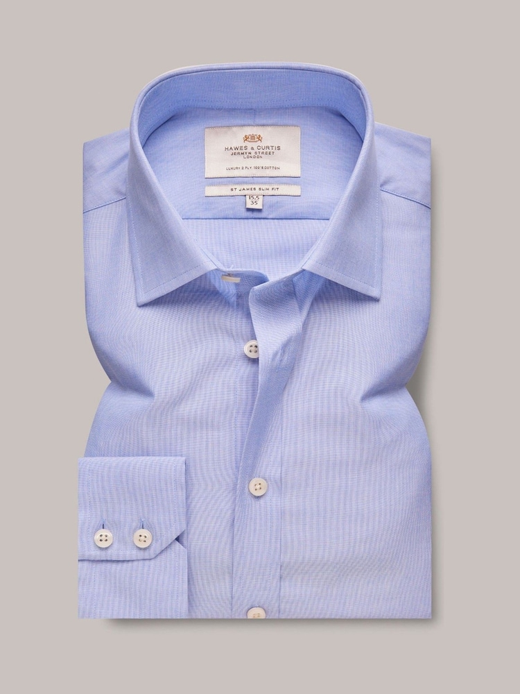 Hawes & Curtis Slim-Fit-Hemd aus End-on-End-Gewebe, 100 % Baumwolle, Blau - Bild 1 von 3