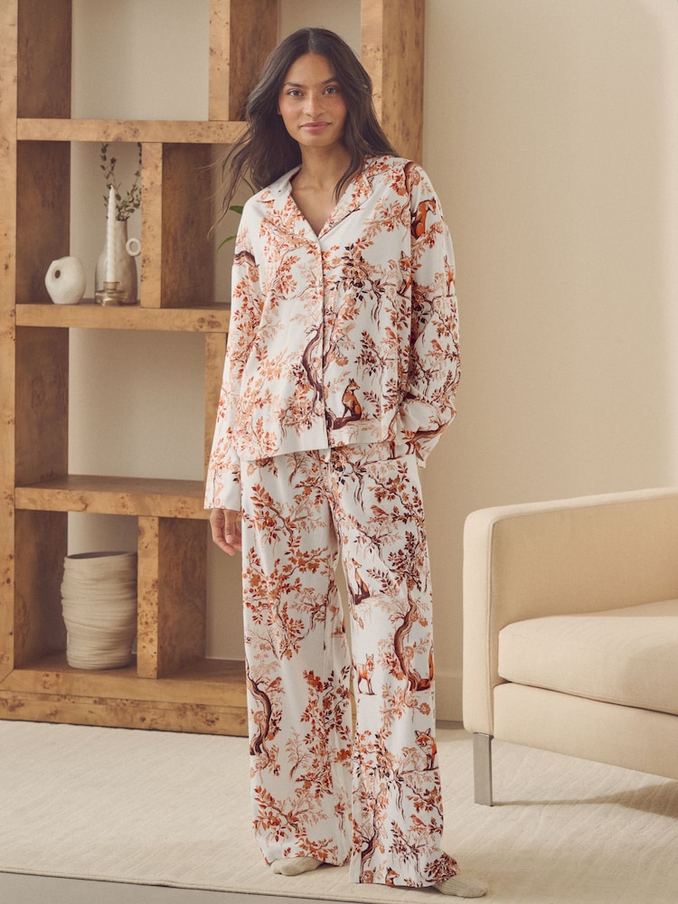 Ecru Fox Flannel Button Through Pyjamas - Image 2 of 10