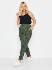 Yours Curve Khaki Green Double Pleated Harem Trousers - Image 2 of 4