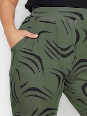 Yours Curve Khaki Green Double Pleated Harem Trousers - Image 4 of 4