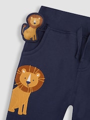JoJo Maman Bébé Navy Blue Lion Appliqué Pet in Pocket Joggers - Image 3 of 3