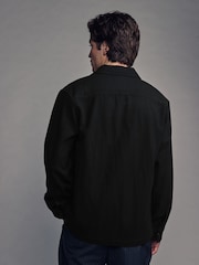 Black Twin Pocket Shacket Overshirt with Wool - Image 2 of 9