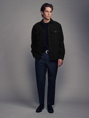 Black Twin Pocket Shacket Overshirt with Wool - Image 3 of 9
