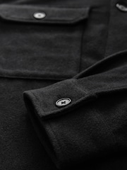 Black Twin Pocket Shacket Overshirt with Wool - Image 8 of 9