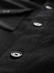 Black Twin Pocket Shacket Overshirt with Wool - Image 9 of 9