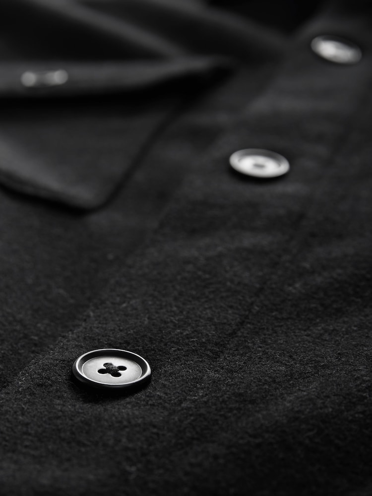 Black Twin Pocket Shacket Overshirt with Wool - Image 9 of 9