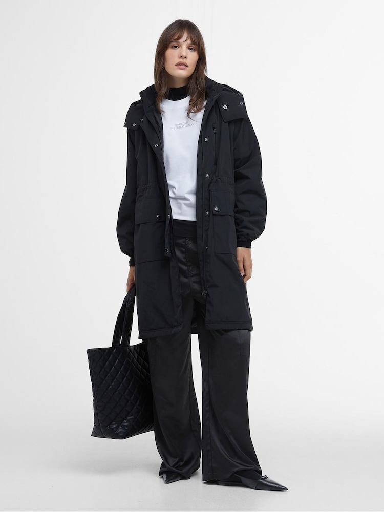 Barbour® International Kaylee Mid Length Hooded Showerproof Coat - Image 1 of 7
