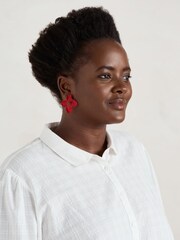 Seasalt Cornwall Red Pollinator Flower Stud Earrings - Image 3 of 7