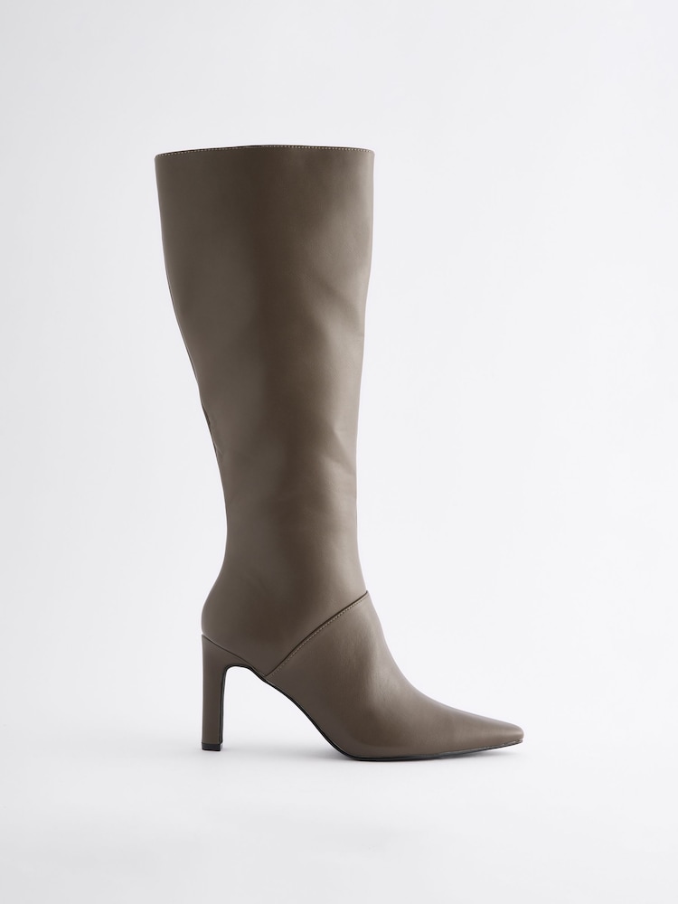 Taupe Forever Comfort® Knee High Heeled Boots - Image 6 of 8