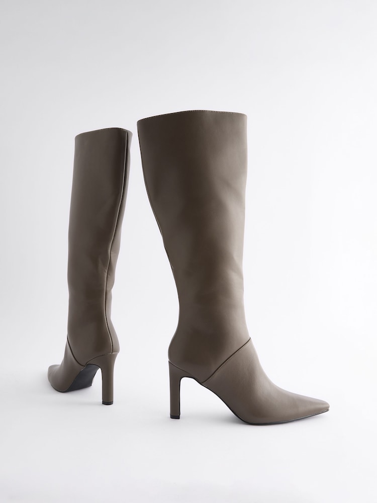 Taupe Forever Comfort® Knee High Heeled Boots - Image 7 of 8