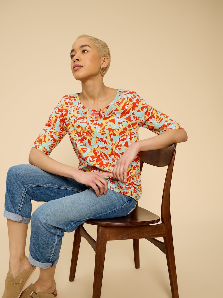 White Stuff Orange 100% Cotton Weaver Jersey Top - Image 1 of 7 White Stuff Orange 100% Cotton Weaver Jersey Top - Image 1 of 7