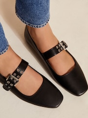 Friends Like These Faux Leather Eyelet Strap Square Toe Mary Jane Ballet lahki športni copati - Slika 4 iz 4