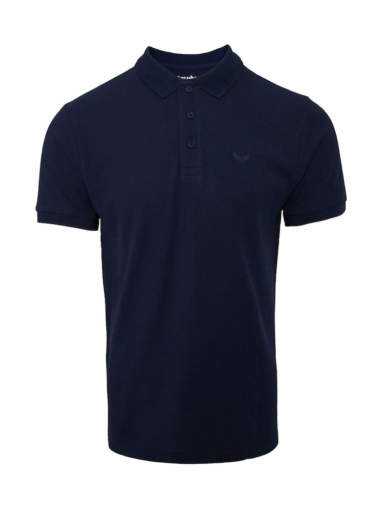 Threadbare Navy/Grey/White Slate Cotton Pique Polo Shirts 3 Pack - Image 2 of 3