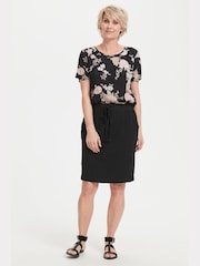 Kaffe Naya Knee Length Black Skirt with Tie Waist - Image 3 of 7