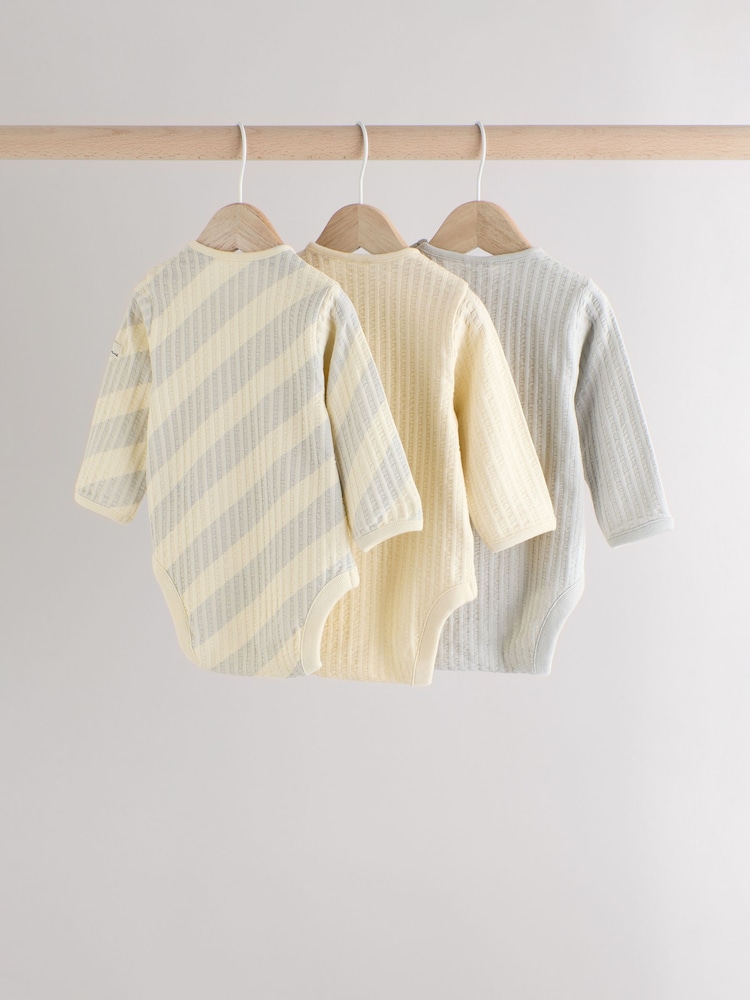 Szürke/Krémszínű - Baby Long Sleeve Bodysuits 3 Pack (0mths-2yrs) - 13/ 2 kép