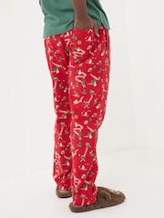 FatFace All Red All Good 100% Cotton Pudding Pyjama Bottoms - Image 2 of 6