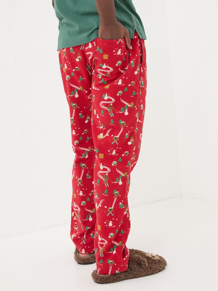 FatFace All Red All Good 100% Cotton Pudding Pyjama Bottoms - Image 2 of 6