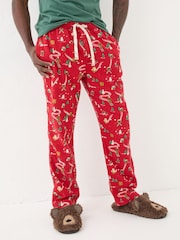 FatFace All Red All Good 100% Cotton Pudding Pyjama Bottoms - Image 3 of 6