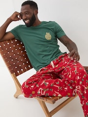 FatFace All Red All Good 100% Cotton Pudding Pyjama Bottoms - Image 5 of 6