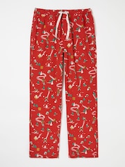 FatFace All Red All Good 100% Cotton Pudding Pyjama Bottoms - Image 6 of 6