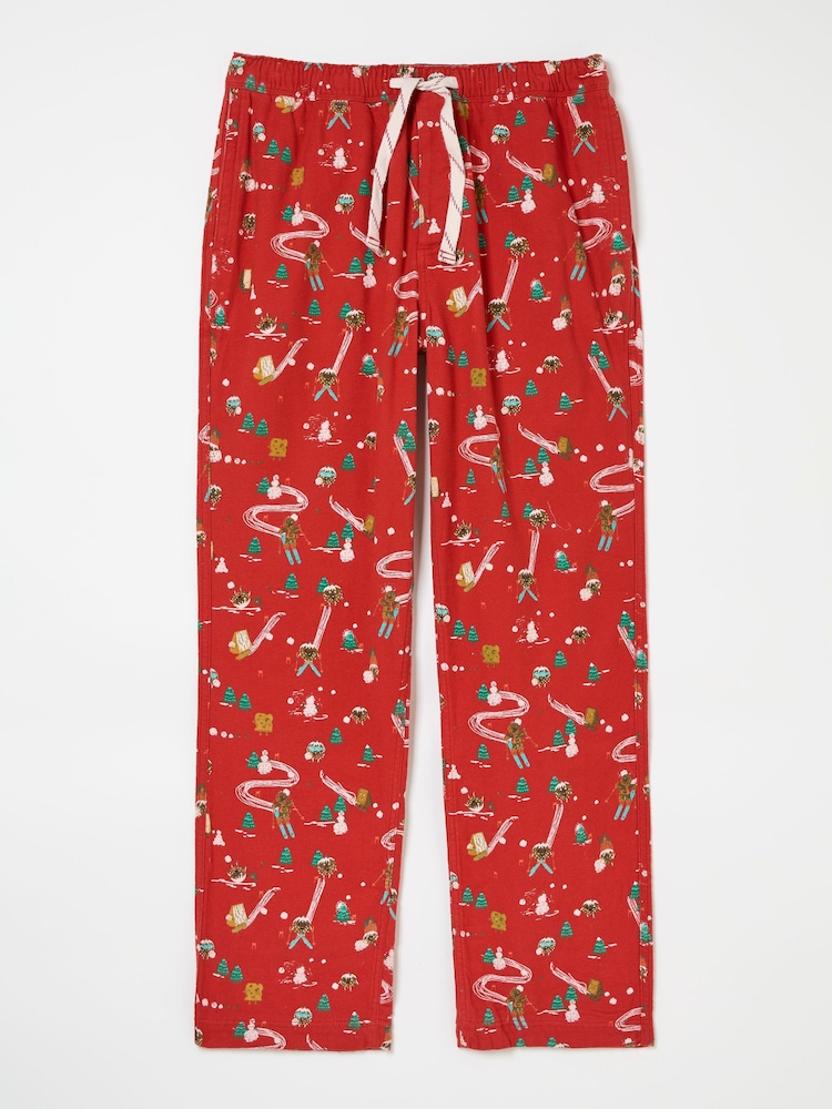FatFace All Red All Good 100% Cotton Pudding Pyjama Bottoms - Image 6 of 6