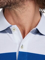Raging Bull Blue Birdseye Stripe Polo Shirt - Image 4 of 7