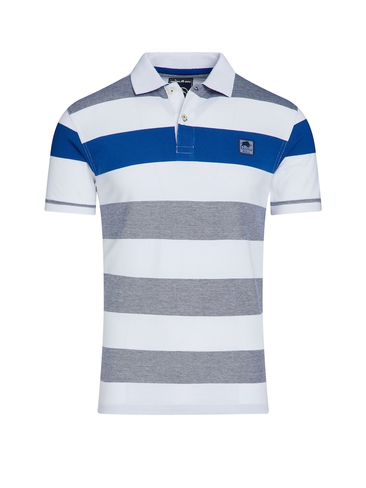 Raging Bull Blue Birdseye Stripe Polo Shirt - Image 7 of 7
