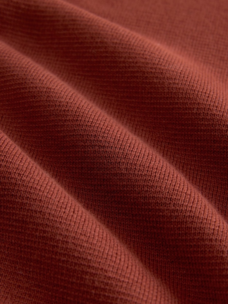 Rust Brown Plain Regular Fit 100% Cotton Premium Quarter Zip Jumper - Image 7 of 7