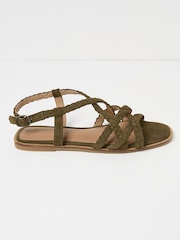 FatFace Estelle Green Suede Strap Sandals - Image 1 of 3