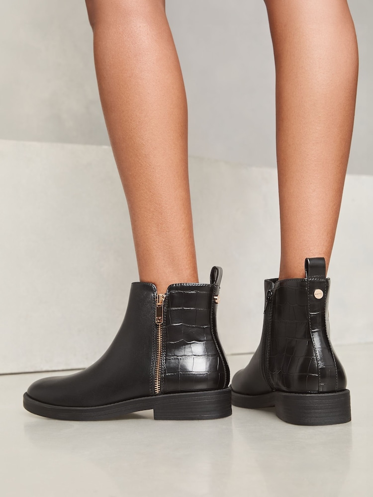 Lipsy Black Wide Fit Flat Side Zip Faux Leather Ankle Boot - Image 4 of 4