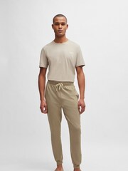 Beige - BOSS Jogginghose aus elastischer Baumwolle mit Logostickerei - Bild 1 von 5